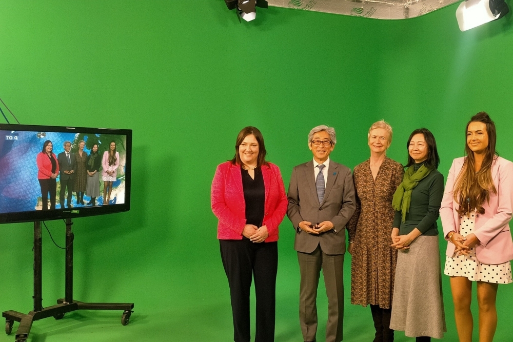 ゴールウェイ県カネマラのTG4の天気予報スタジオ（令和8年4月撮影）